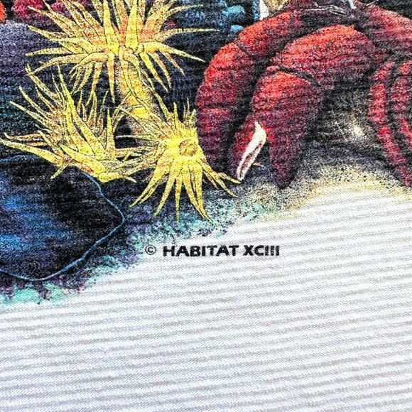 Vintage 1990s Cal Cru Aquarium Fish Ocean Print Habitat Graphic Tee XL - Picture 5 of 9